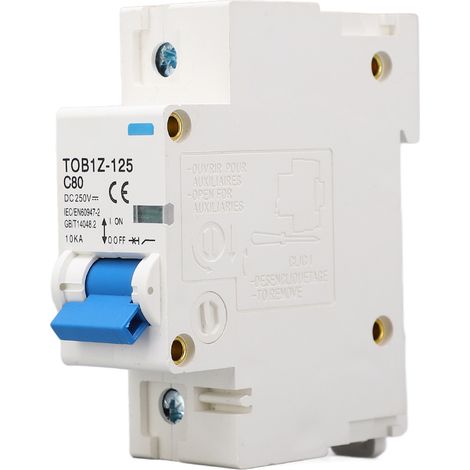 Disjoncteur miniature monophasé PA66, pouvoir de coupure de 10 kA, stable et compact, pour système photovoltaïque 250 V CC, 80 A (1/5)