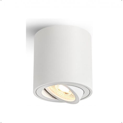 80x85mm Aluminium Rond Spots de Plafond Dimmable Blanc, LED Spot en Saillie Orientable, 5W Blanc Chaud 3000K Plafonnier Spot Douille GU10 (1/5)