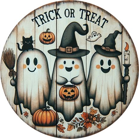 1 plaque de porte d'Halloween, motif chauve-souris et 'Des bonbons ou un sort', bois multicolore, 30x30 cm, décoration murale et extérieure (1/5)