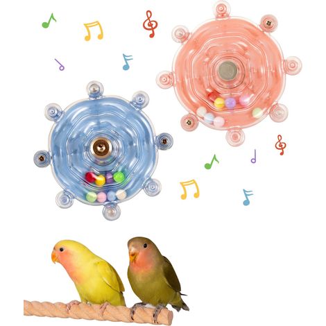 Lot de 2 jouets interactifs à picorer pour oiseaux, boule labyrinthe rotative, accessoire d’enrichissement de cage pour perruches ondulées, calopsittes, inséparables, conures et petits perroquets dome (1/5)