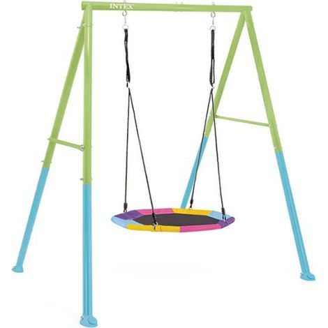 Intex – Portique-balançoire 2 en 1 pour enfants 3 à 10 ans – Acier résistant – Dimensions 2,35 x 2,01 x 2,00 m – Sécurité renforcée avec ancrage (1/5)