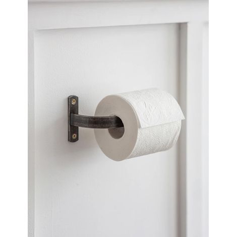 Farringdon Bathroom Toilet Roll Holder Wall Mounted Metal Grey Steel Industrial (1/4)