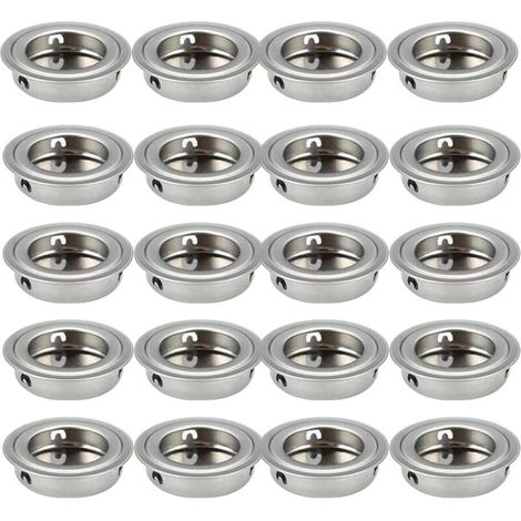 20pcs Poignées Rondes Encastrables pour Porte Coulissante, en Acier Inoxydable, Diamètre 35mm (1/4)