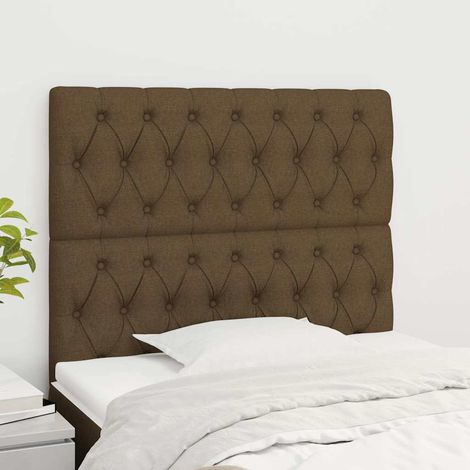 vidaXL Cabecero de cama de tela marrón oscuro 90x7x118/128 cm (1/5)