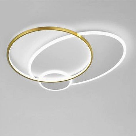 TRADE SHOP - Plafoniera Led 42 W Cerchio Oro Bianco Moderno Soffitto Tonda Luce Fredda 71561 -