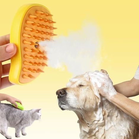 Steamy Brush Cat Brosse à vapeur 3 en 1 pour chat avec spray vapeur pour chat Massage Self Cleaning Steamy Cat Brosse de toilettage (1/4)