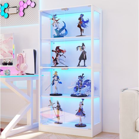 LED-Vitrine 80 x 35 x 170 cm mit per App steuerbarer Beleuchtung, 4 Ebenen, weiß HAVRYA (1/5)