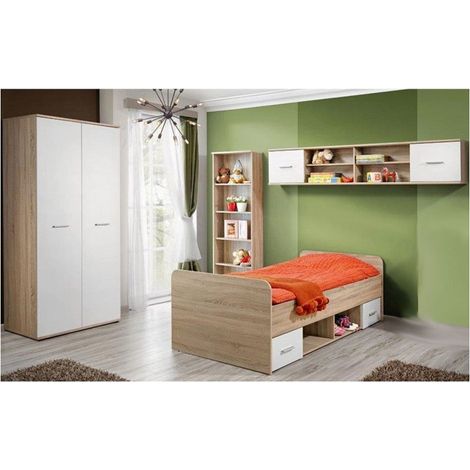 Ensemble de meuble de chambre  - DINO I - 4 éléments - Chêne et blanc - Livraison gratuite