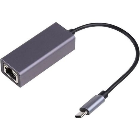 Adaptateur Usb C vers Ethernet - 10 100 1000 Mbps - Compatible Windows Mac Linux - Plug And Play - Gris (1/5)