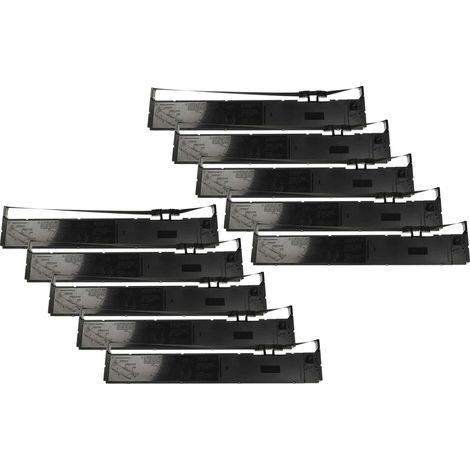 vhbw 10x Ribbon Cartridge Replacement for Epson C13S015384, S015384 for Dot Matrix, Receipt Printer - Black Ink Ribbon