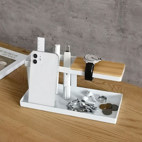 Étagère de rangement de style japonais pour salon, idéale pour les montres, les lunettes, les télécommandes de fer à repasser, les petits objets, les clés, l'entrée et la table de chevet - blanche. (1/5)