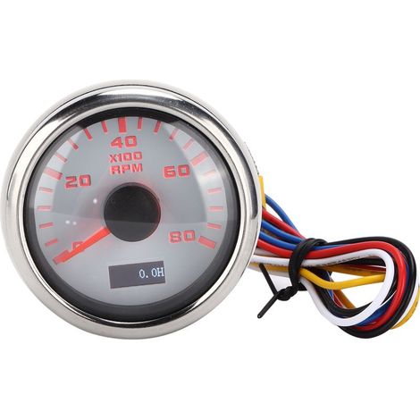 52mm Marine Pointer Tachymètre Jauge Rétroéclairage Rouge Universel pour Moto Voiture Camion Bateau Moteur Essence 932V. (1/5)