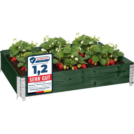 Garronda Potager surélevé en Bois Naturel 120x80x20 cm pour Jardin – Jardinière rectangulaire 1 piècespour Plantes, Fleurs, légumes et Herbes - Bac Potager en Bois GD-0075 Vert (1/5)