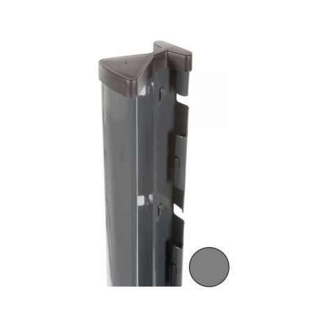 Cloture & Jardin – Poteau pour clôture à encoches en acier galvanisé – Hauteur 0,67 m – Revêtement thermolaqué gris anthracite – Pose rapide sans accessoires