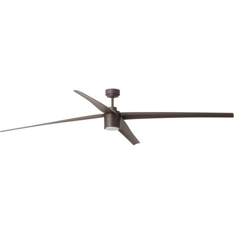 FARO Ventilador de techo con luz motor DC silencioso 6 velocidades mando función inversa apto para techo inclinado acero marrón oscuro ATTOS EXTRA LUNGO