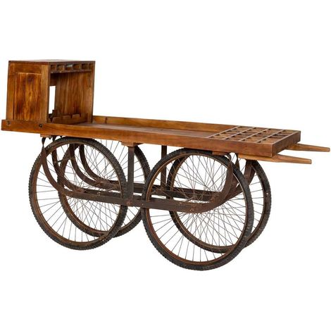 Carro expositor botellero de madera marrón 180x60x116h cm (1/5)
