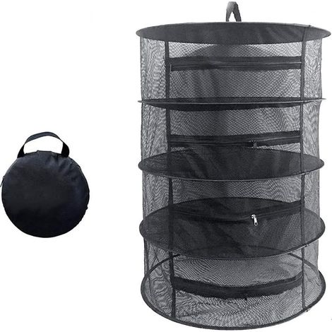 60cm Diameter Hanging Herb Drying Net, Hanging Drying Net, Large Drying Net for Seafood, Vegetables, Plants and Clothes (Black) (1/5)