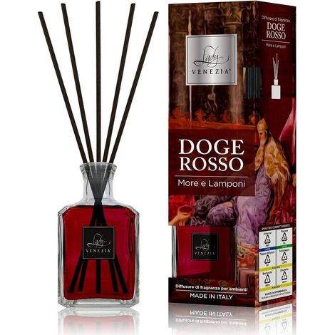 TrAdE Shop Traesio - Maxi Diffusore Ambiente Con Bastoncini Fragranza Doge Rosso More E Lamponi 250ml -