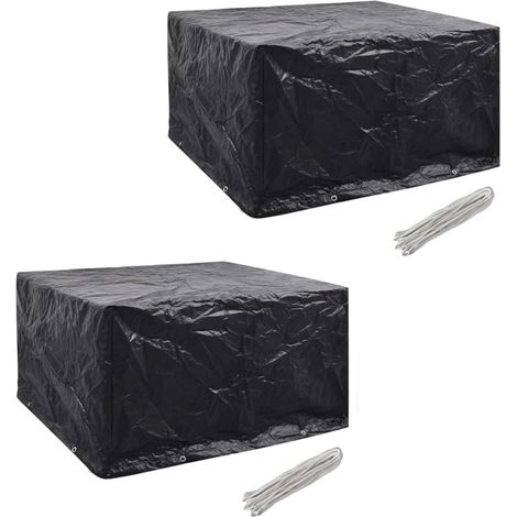 Gartenmöbel-Abdeckungen 2 Stk. 6 Personen Poly Rattan 8 Ösen