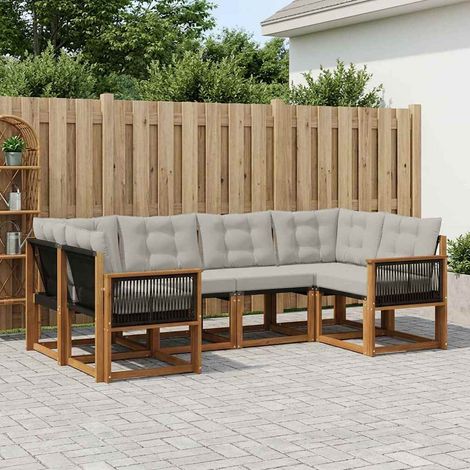vidaXL Outdoor-Sofagarnitur mit Kissen 6 pcs Natur und Hellgrau (1/5)