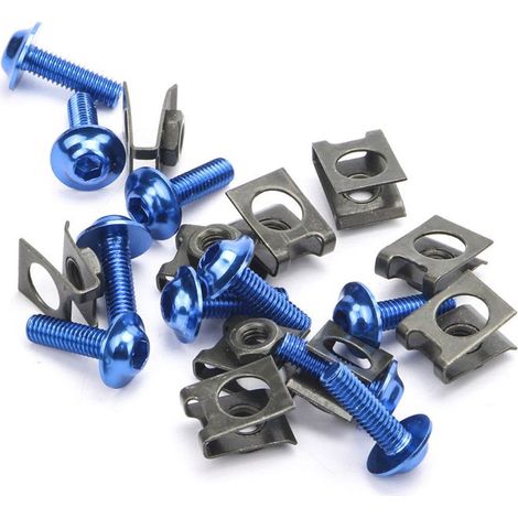 Set mit 10 M6 6mm Verkleidungsschrauben für Motorräder, mit Schnellbefestigungsclip und Mutter. (1/5)