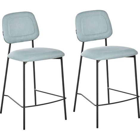 Set mit 2 Barstühlen DUETTE Stoff Hellblau