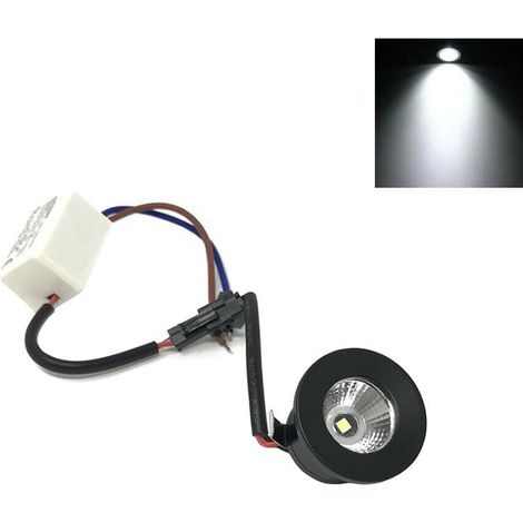 Faretto Led 1 W A Incasso Mini Punto Luce Bianca 6500 K Bordo Nero (1/2)