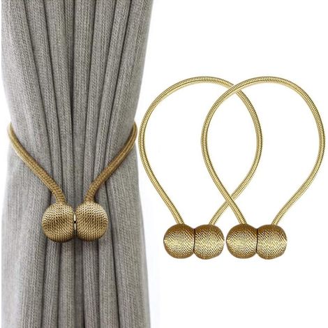 Attaches de rideau à boucle en fer Attaches à boucle magnétique Boucle de rideau tissée magnétique (jaune doré) (1/3)