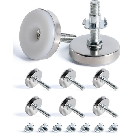 8pcs M10 X 50MM Pied Réglable à Base Ronde, Pieds de Nivellement, Pied Vérin Meuble à Visser, Vis de Réglage pour Pied Mise à Niveau, avec 8 Écrou à Griffes, pour Pieds de Lit Bureau Armoire (1/5)