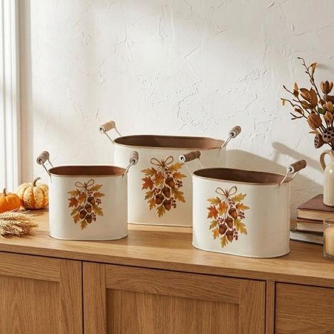 Triple Harvest Acorn Design Planter Set (1/2)