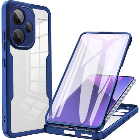 Coque pour Xiaomi Redmi Note 13 Pro+ Plus 5G, Protection D'écran Intégrée Housse Antichoc Militaire Double Face, Case Bumper Anti-Rayures en Silicone Transparent à 360°. Bleu (1/5)