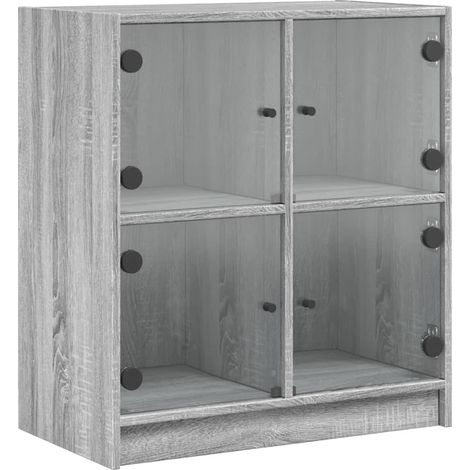 Maison Exclusive - Mobile con Ante in Vetro Grigio Sonoma 68x37x75,5 cm