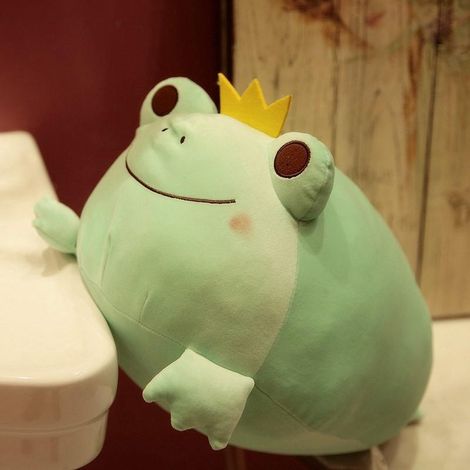 Peluche Grenouille Douce, Coussin, Jouet en Peluche, Animal en Peluche Mignon, Grenouille à Couronne, Peluche Grenouille, Verte (35 cm) (1/5)