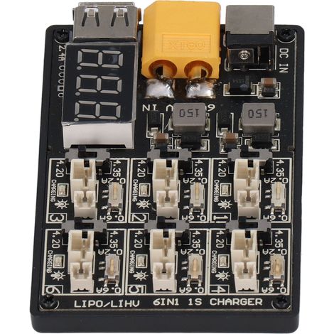 Carte de chargeur Lipo 6 en 1, plaque d'équilibrage pour batterie 1S, charge rapide et sécurisée (1/5)