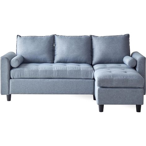 3-Sitzer-Stoffsofa mit hellgrauer Ottomane COVENTRY