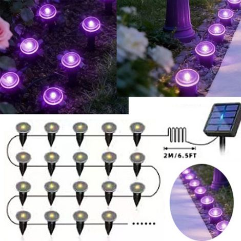 JSSEVN - 30 luces solares LED para caminos – Guirnalda de luces solares con estacas para césped (7,8 m) – Luces solares de suelo IP65 – para patios (1/5)