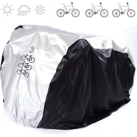 Outdoor-Fahrradabdeckung, UV-beständig, staubdicht, wasserdicht, regendicht, für Fahrräder, Roller, Rennräder und Mountainbikes - L (für 3 Fahrräder)