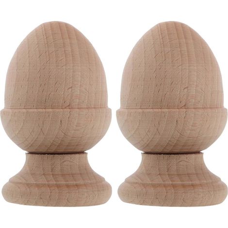 Lot de 2 embouts décoratifs en bois brut pour poteaux de lit rampes d'escalier tringles à rideaux meubles et loisirs créatifs (1/5)
