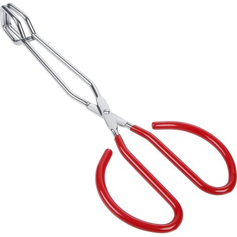 Pince-ciseaux en acier inoxydable, Pince Barbecue Longue, Pinces de Ciseaux de Barbecue, Pince Retourne Saucisse, Résistantes à la Chaleur, Pince de Cuisine, Rouge 25,4 cm