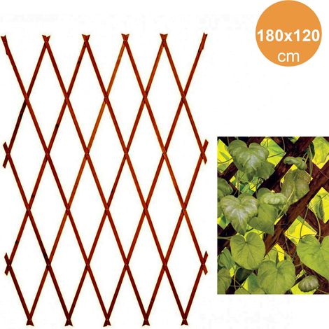 Trade Shop - Ausziehbares Netzgitter aus dunklem Holz für Gartenmauerpflanzen, 180 x 120 cm -