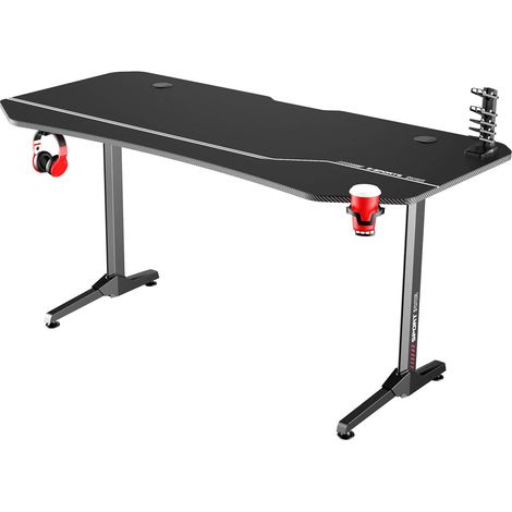 soges 63-Zoll-Gaming-Schreibtisch Computertisch Computer-Gamer-Schreibtisch Pro-Tisch PC-Schreibtisch mit Getränkehalter und großem Mauspad Schwarz,NE-1675-DE (1/5)