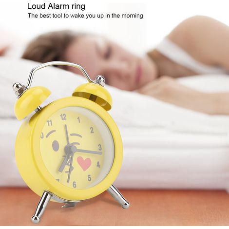Réveil numérique portable 7,6 cm en métal, mini horloge à pile avec émoticônes, affichage chiffres pour étudiants, cadeau bise aérien (1/5)