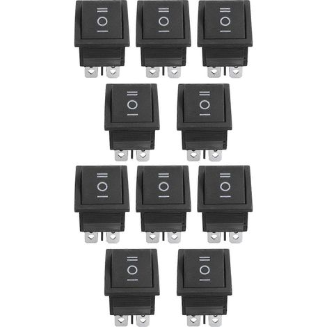 Lot de 10 interrupteurs à bascule DPDT 6 broches noirs (marche/arrêt/marche) 250 V CA/15 A ou 125 V CA/20 A (1/5)