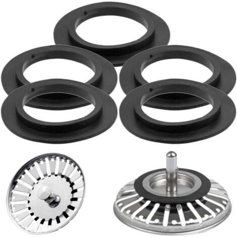 5 Pieces Kitchen Sink Stopper Rubber Seals, Sink Stopper Rubber Seals for Stopper Valve and Strainer Basket, Repair (1/4)