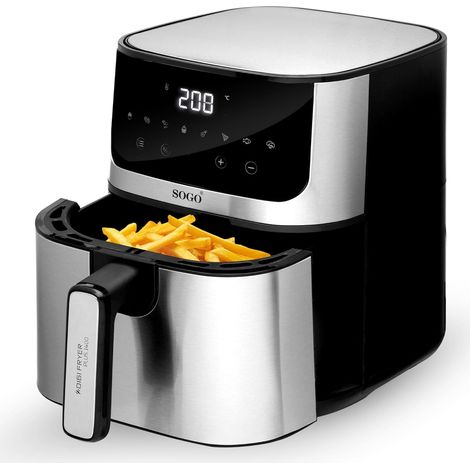 Freidora sin aceite SOGO FRE-SS-10880 5L Digital 1500W Inox con Pinzas