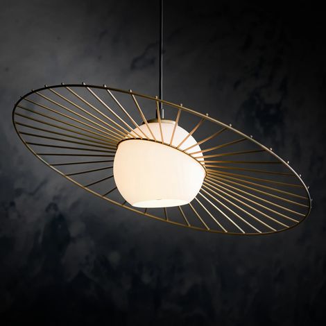 [NEUWERTIG] B-Ware Sigma Hängeleuchte Sol 1 Ein Glas Mit Goldenem Kranz Deckenlampe Lampe Leuchte