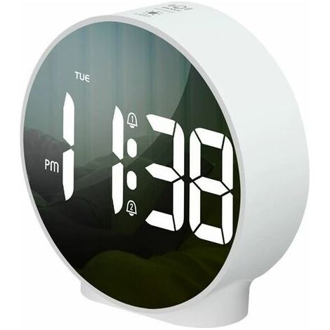 Pair - Réveil Lumineux avec Affiche la Semaine, Fonction Snooze, 4 Luminosité Réglable, 2 Alarmes, Horloge Digitale à Piles pour Enfant, Adolescent, Personnes âgées (1/5)