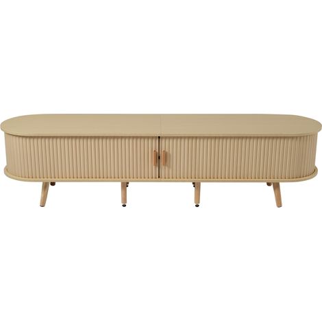 Ensemble meuble TV et table basse en MDF couleur bois clair, rangement multifonctionnel (1/5)