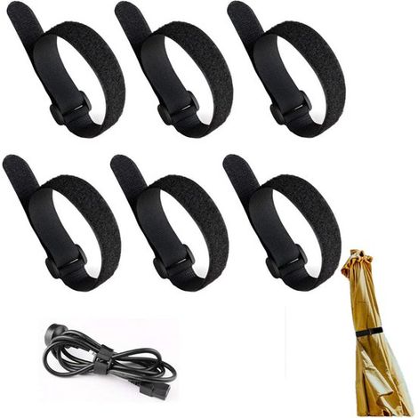 30 fascette stringicavo in nylon con chiusura a strappo, fascette riutilizzabili con chiusura a strappo, fascette multifunzionali con chiusura a strappo 20x2 cm (nere) (1/5)