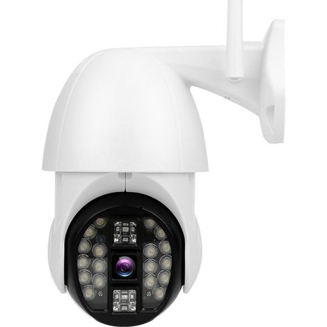 Caméra dôme WiFi couleur 1080p PTZ avec 2 lumières IR 18 LED, vision nocturne IP66, caméra de sécurité extérieure 100/240 V (Prix américain) (1/5)